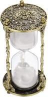 ⏳ 60 minute antique hourglass: mandala rose & crystal diamond engraved metal sand timer, brass sand clock, reloj de arena 1 hora, white 1 hour glass sandglass for home office desk decor - perfect gift logo