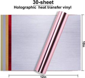 img 1 attached to 🌈Holographic Vinyl Permanent (Постоянный голографический винил) HIRALIY - Набор из 30 листов размером 12"х 10" с самоклеящимся винилом и 5 штуками трансферной пленки в цветах розового золота и серебра. Идеальные наклейки из винила для Cricut Maker, Explore Air 2 и Silhouette Cameo.