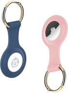 🔒 2 pack ursoq silicone case for airtag 2021 with keychain: convenient portability and easy cleaning, enhanced protection against scratches - (pink+navy blue) logo