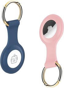 img 4 attached to 🔒 2 Pack URSOQ Silicone Case for Airtag 2021 with Keychain: Convenient Portability and Easy Cleaning, Enhanced Protection against Scratches - (Pink+Navy Blue)