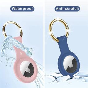 img 2 attached to 🔒 2 Pack URSOQ Silicone Case for Airtag 2021 with Keychain: Convenient Portability and Easy Cleaning, Enhanced Protection against Scratches - (Pink+Navy Blue)