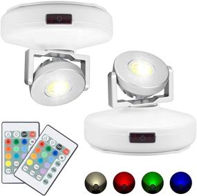 img 4 attached to 🌈 Enhance Your Artwork with BIGMONAT Led Accent Spotlight: Battery-Operated, 12 Colors Changing, 360 Degree Rotatable Lights, Remote-Controlled, Stick-on 2 Pack