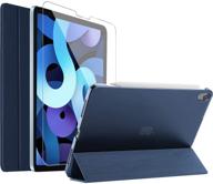 📱 procase ipad air 4 case 10.9 inch 2020 with tempered glass screen protector, slim stand hard shell protective smart cover for ipad air 4th gen 10.9" 2020 (a2316 a2324 a2325 a2072) - navy logo