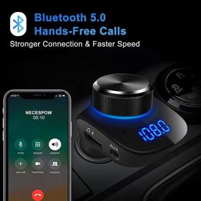 img 1 attached to 🚗 Улучшенная версия Bluetooth 5.0 автомобильного адаптера с FM-трансмиттером от NECESPOW - плеер MP3, беспроводной автомобильный радиоприемник с 39W USB-C PD + QC3.0 автомобильный зарядное устройство с Hands-Free, AUX/TF Card/U-Disk поддержка