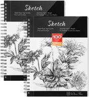 agptek art sketch book 9''x12'', pack of 2 (68lb/100g), spiral bound with perforated pages, ideal for artists, writers & illustrators logo