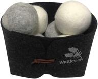 xl reusable wool dryer balls 6 pack +basket - organic fabric softener dryer balls, natural laundry essential. reduces wrinkles & drying time. plastic ball & dryer sheet alternative, made with new zealand wool logo