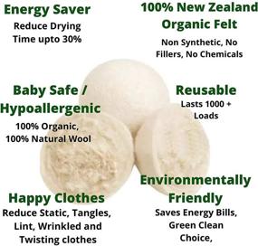 img 3 attached to XL Reusable Wool Dryer Balls 6 Pack +Basket - Organic Fabric Softener Dryer Balls, Natural Laundry Essential. Reduces Wrinkles & Drying Time. Plastic Ball & Dryer Sheet Alternative, Made with New Zealand Wool