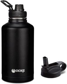 img 4 attached to Cicike 64 oz Stainless Steel Water Bottle with 2 Lid Options (Spout Lid & Straw Lid) - Half Gallon Water Jug, Insulated to Keep Water Cold for 48 Hours and Hot for 24, Stainless Steel Growler, Large Water Bottle with Straw