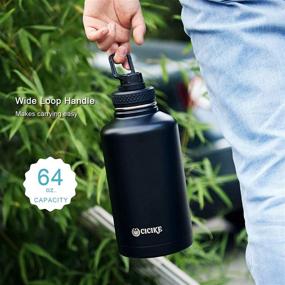 img 1 attached to Cicike 64 oz Stainless Steel Water Bottle with 2 Lid Options (Spout Lid & Straw Lid) - Half Gallon Water Jug, Insulated to Keep Water Cold for 48 Hours and Hot for 24, Stainless Steel Growler, Large Water Bottle with Straw