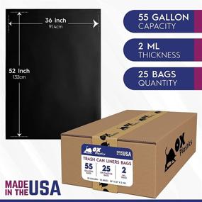 img 2 attached to 🗑️ Ox Plastics 55 Gallon Contractor Heavy Duty Bags - Extra Large, 2 MIL Thick - Black, 25 Count