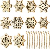 blulu 50 pieces unfinished wood snowflake ornaments - christmas wooden snowflakes for diy crafts & tree decoration - 3.15 inch/8 cm - with drawstrings logo