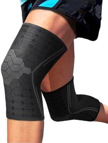 img 4 attached to Sparthos Knee Compression Sleeves: Joint Protection & Support for Running, Sports, Knee Pain 🏃 Relief – Brace for Men & Women – Breathable Elastic Blend – Anti Slip (Pair)