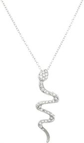 img 1 attached to 🐍 Exquisite LUX ACCESSORIES Serpent Pendant Necklace with Sparkling Snake Pave Design