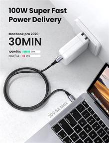 img 3 attached to 🔌 UGREEN USB C to USB C кабель 100W Быстрая зарядка - 6FT кабель для подачи питания для MacBook Pro, iPad Pro, Samsung Galaxy S21/S20, Dell XPS, Pixel - Нейлоновая оплетка, 5A, USB 2.0 Type C