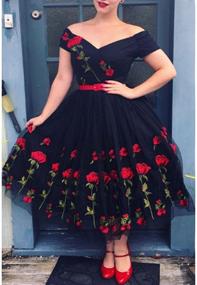 img 1 attached to Aofur Vintage Embroidered Rockabilly Black_Long Women's Clothing and Dresses