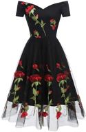 aofur vintage embroidered rockabilly black_long women's clothing and dresses logo