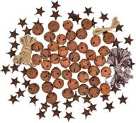 rustic christmas decor: artiflr 80 pcs rusty metal jingle bells with mini rusted barn stars, sleigh bells craft cutouts, and plaid ribbon - perfect holiday tree decoration! logo