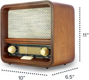 img 3 attached to 📻 Vintage Retro AM/FM Radio Speaker with Bluetooth + Real Handcrafted Wood Exterior - RAD-V1