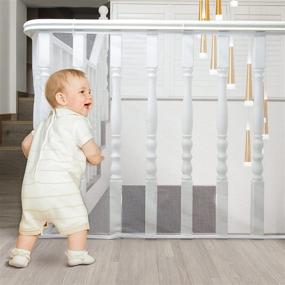 img 4 attached to 👶 10x3ft Rail Balcony Banister Net for Baby and Pet Safety – Childproof Stair Netting