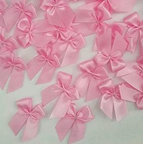 img 4 attached to Pink Ribbon Bows: Exquisite Satin Crafts for Vintage Party Décor - 100 pcs