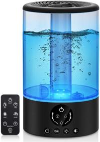 img 4 attached to 💧 Ultrasonic Cool Mist Humidifier for Bedroom Baby, 3L Large Capacity with Remote Control, 7 Colors Night Light, 6 Dimmer Levels, Adjustable Mist Levels, Timer, Auto Shut-Off - Ideal for Large Room, Black