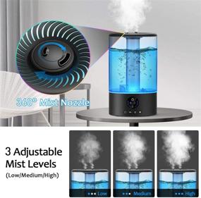 img 2 attached to 💧 Ultrasonic Cool Mist Humidifier for Bedroom Baby, 3L Large Capacity with Remote Control, 7 Colors Night Light, 6 Dimmer Levels, Adjustable Mist Levels, Timer, Auto Shut-Off - Ideal for Large Room, Black