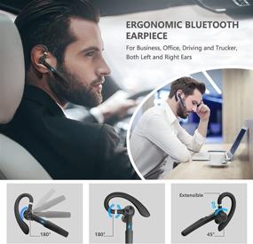 img 2 attached to Беспроводной Bluetooth наушник JOYHOOSH с микрофоном - Гарнитура для водителей 50 часов + зарядный футляр - Беспроводные наушники-вкладыши для бизнеса, офиса и вождения - Подавление шума