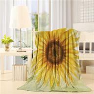 cozy flannel fleece blanket - lightweight bed and sofa throws | super soft, oil painting style sunflower design - 39x49 inch logo