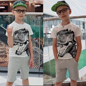 img 3 attached to IjnUhb Toddler Clothes Cartoon T Shirt Boys' Clothing Clothing Sets