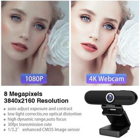 img 3 attached to 💻 Веб-камера Ultra HD с микрофоном и крышкой для конфиденциальности - 8MP Веб-камера для ноутбука и настольного компьютера - Идеальная профессиональная стриминговая веб-камера для видеозвонков и компьютеров