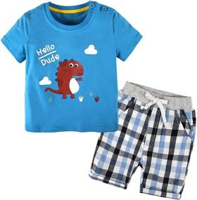 img 4 attached to 👕 Cotton T-Shirt Vacation Outfits: Perfect Sets for Boys' Clothing