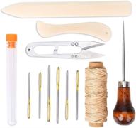 📚 wonvoc bookbinding tools kit: complete set for leathercraft, scrapbooking, and sewing awl tool with bone folder creaser, waxed thread, large-eye needles, and scissors logo