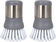 🧽 sophisti-clean stainless steel mini scrub brush: ergonomic palm scrubber with stainless steel handle - pack of 2 (gray) logo