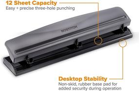 img 3 attached to ⚙️ Bostitch KT-HP12-GRAY 3 Hole Punch: Reliable 12 Sheet Capacity, Efficient Gray Design