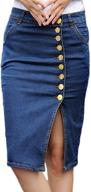 👗 youhan elastic split high waist midi denim skirt for women - hip-hugging package style logo