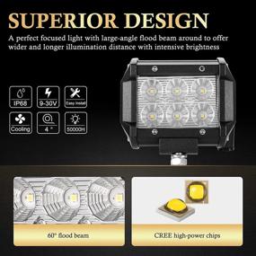 img 2 attached to 🚚 BUNKER INDUST 8 Pack 18W LED Light Pods, 4-Inch Flood Beam Work Lights, Off Road/Fog Cubes Lights, Waterproof for Truck, Boat, UTV, ATV, Marine, Golf Cart, Pickup, Trailer