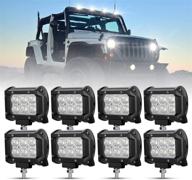 🚚 bunker indust 8 пакетов 18w led-прожекторов, 4-дюймовые световые плашки с рассеянным лучом, световые плашки для внедорожников/туманного света, водонепроницаемые для грузовиков, лодок, багги, квадроциклов, морских судов, гольф-карт, пикапов, трейлеров. логотип