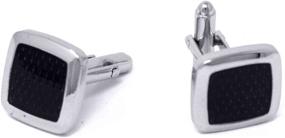 img 4 attached to 💼 Platinum Plated Silver Cufflinks - Men's Accessory Set: Cuff Links, Shirt Studs, and Tie Clips by Stephanie Imports