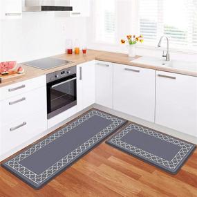 img 4 attached to 🏠 Premium LuxStep Waterproof Memory Foam Kitchen Mat Set for Non-Slip, Anti-Fatigue Support – Perfect for Home, Kitchen, Sink, Office (Grey, Pack of 2)