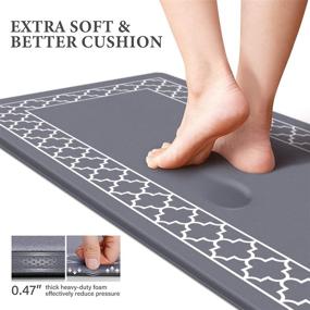 img 1 attached to 🏠 Premium LuxStep Waterproof Memory Foam Kitchen Mat Set for Non-Slip, Anti-Fatigue Support – Perfect for Home, Kitchen, Sink, Office (Grey, Pack of 2)