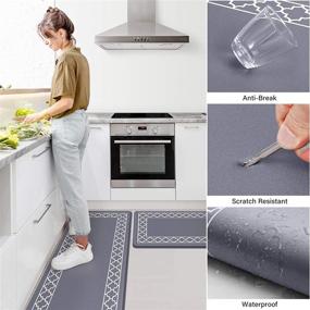 img 2 attached to 🏠 Premium LuxStep Waterproof Memory Foam Kitchen Mat Set for Non-Slip, Anti-Fatigue Support – Perfect for Home, Kitchen, Sink, Office (Grey, Pack of 2)