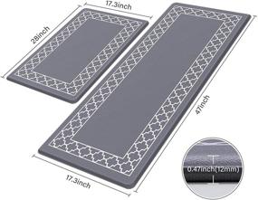 img 3 attached to 🏠 Premium LuxStep Waterproof Memory Foam Kitchen Mat Set for Non-Slip, Anti-Fatigue Support – Perfect for Home, Kitchen, Sink, Office (Grey, Pack of 2)