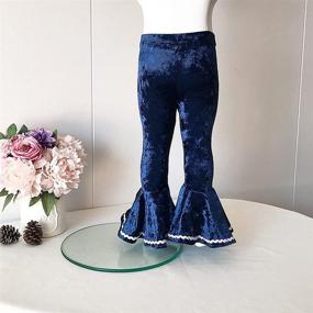 img 3 attached to 👖 HOOLCHEAN Baby Girls Spun Velvet Bell Bottoms Pants with Stretch and Shiny Ruffle Leggings – Toddler Fashion