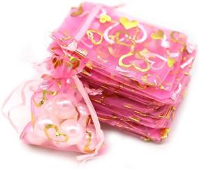 img 3 attached to 🎁 Wudygirl 100PCS Heart-Pink 2.75x3.54-Inch Sheer Organza Gift Bags with Drawstring for Candy, Jewelry, Holidays, Weddings - Favor Bags