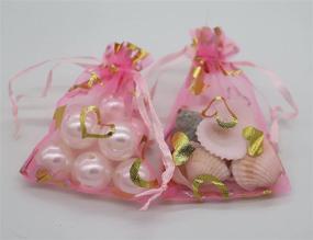 img 1 attached to 🎁 Wudygirl 100PCS Heart-Pink 2.75x3.54-Inch Sheer Organza Gift Bags with Drawstring for Candy, Jewelry, Holidays, Weddings - Favor Bags