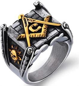 img 2 attached to 🌙 Винтажное масонское кольцо с изображением солнца и луны, выполненное из нержавеющей стали.