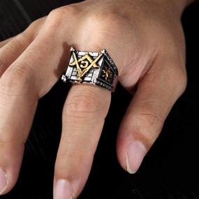 img 1 attached to 🌙 Винтажное масонское кольцо с изображением солнца и луны, выполненное из нержавеющей стали.