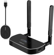 wireless hdmi transmitter and receiver kit - hdmi wifi adapter for 1080p mobile screen mirroring. stream 4k@30hz video/audio and office files from laptop, pc, smartphone, tv, or projector. logo