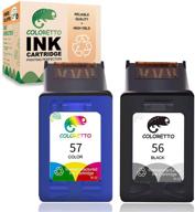 coloretto remanufactured printer ink cartridge combo pack for 🖨️ hp 56 57 - improve printing quality and save costs! logo