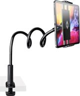 📱 flexible gooseneck tablet phone holder by srmate - clamp mount for iphone, ipad, switch, samsung galaxy tabs, kindle fire - ideal for bed desk - 30 inch long arm - black logo